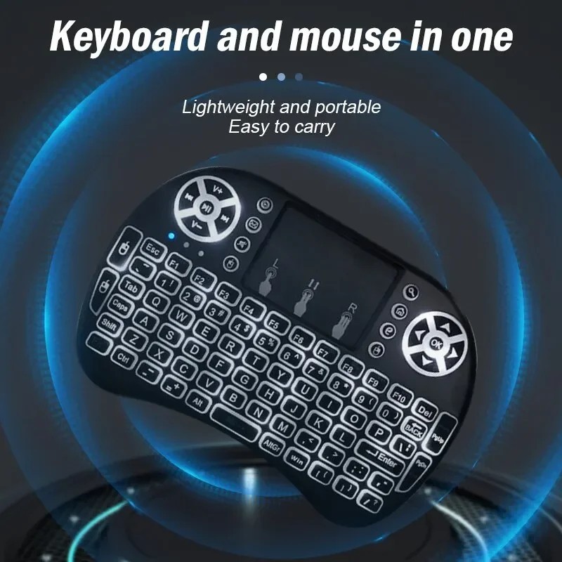 2.4gHz – Backlit Mini Wireless Handheld Keyboard Mouse Touchpad Black