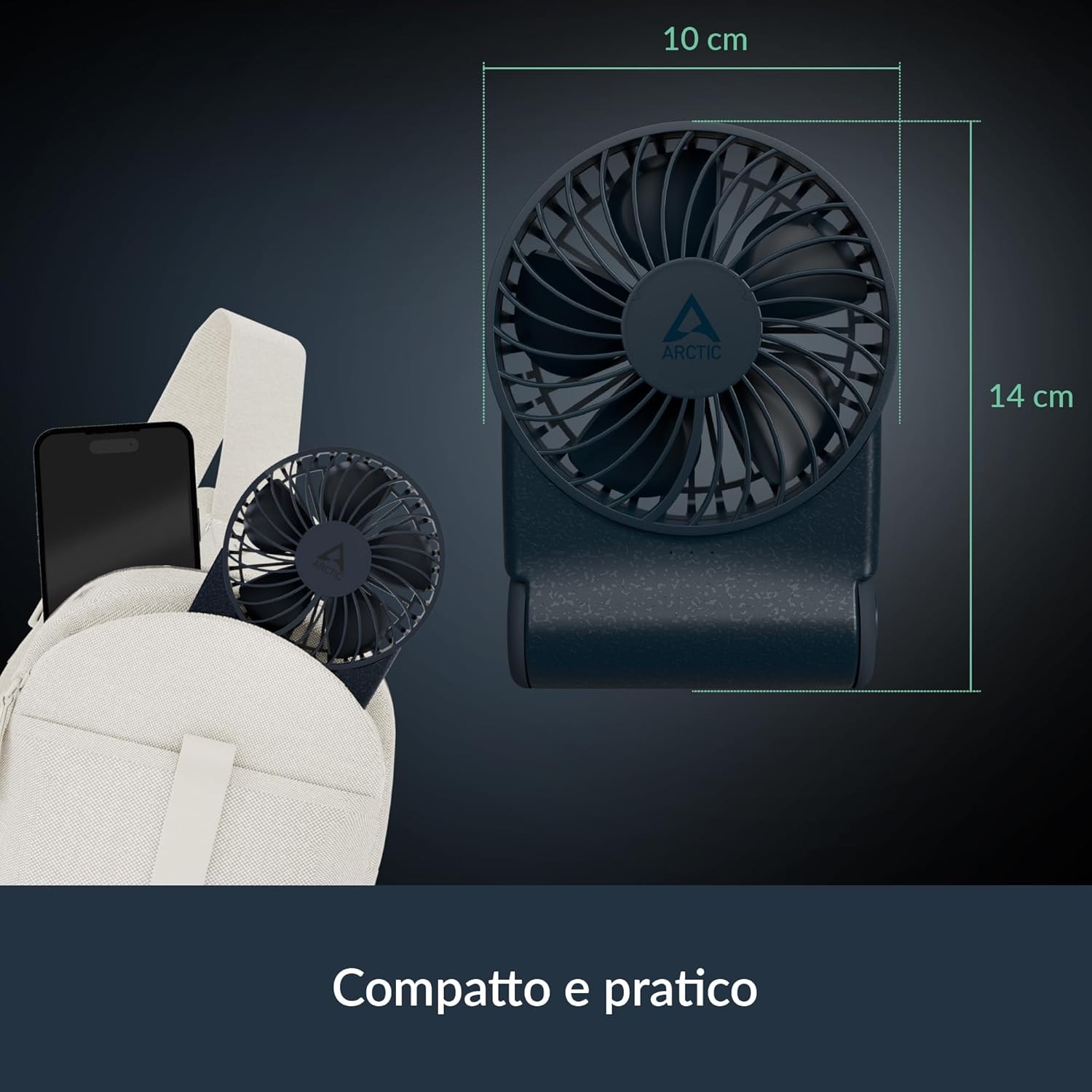 Arctic Summair Rechargeable Handheld Fan w/ Stand USB-C/A (Blue) AEBRZ00028A