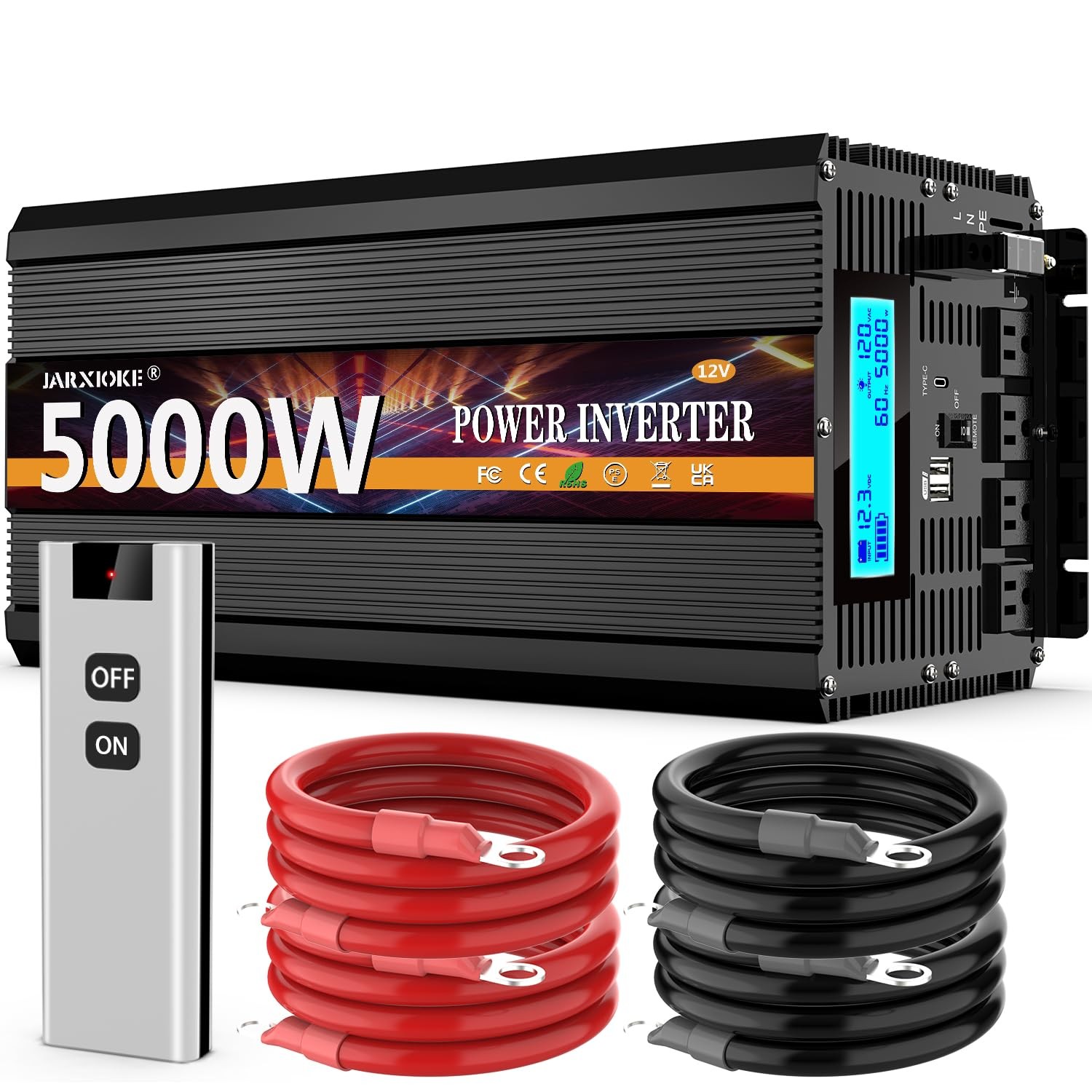 5000 Watt Power Inverter 12V DC to 110V 120V Converter for Family RV Off Grid…