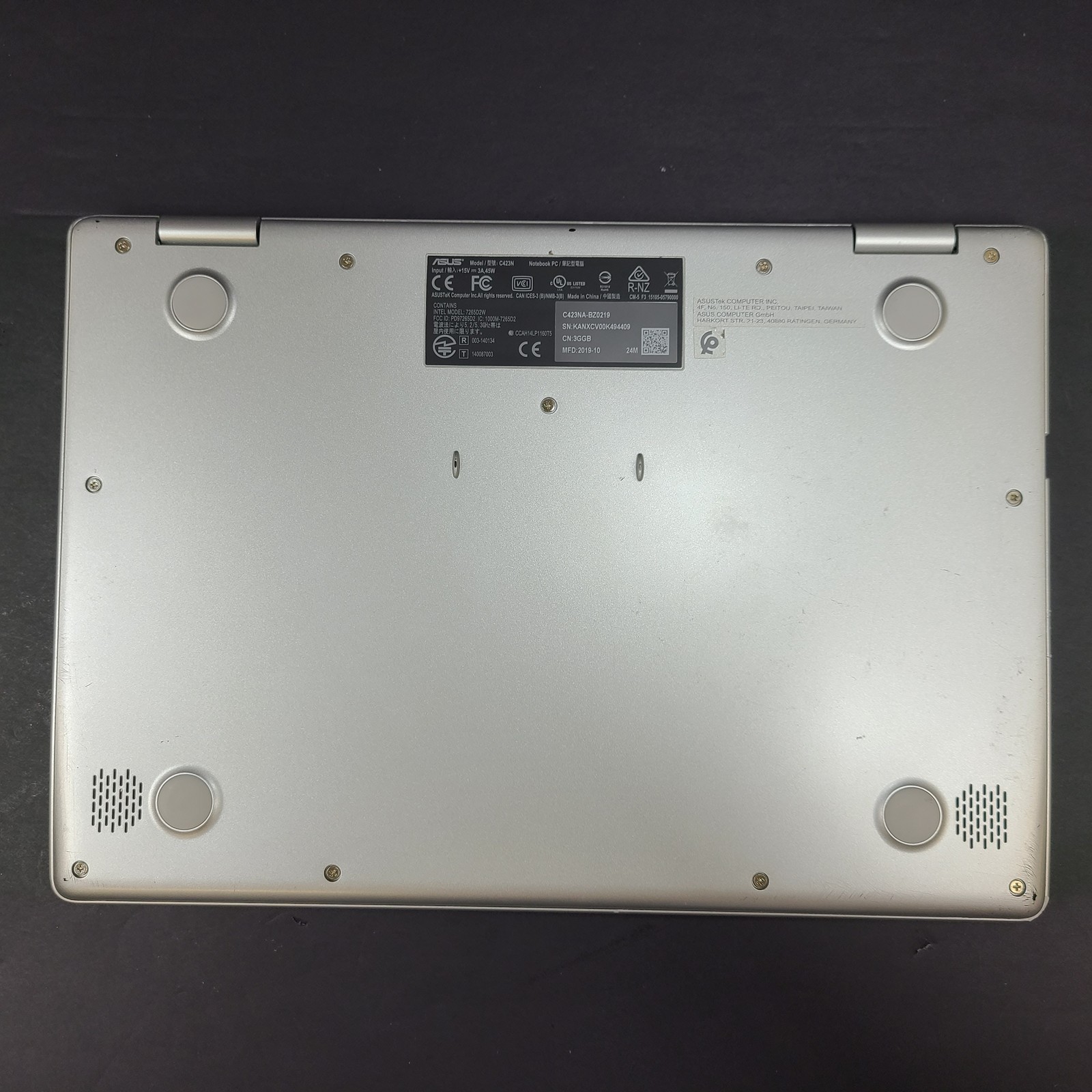Asus C423N Chromebook 14″ N3350 CPU @ 1.10 GHz 8GB RAM
