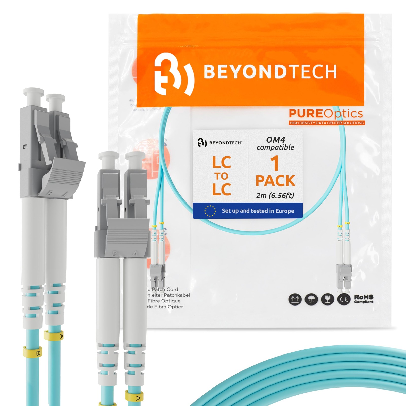 LC To LC Fiber Patch Cable UPC Multimode Duplex OM4 40G LSZH 2m / 6ft 1 PCS