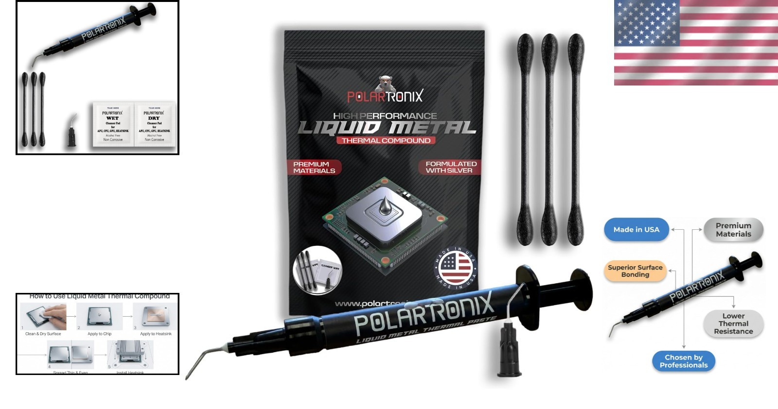 Polartronix Liquid Metal Thermal Paste – 1 Gram – Made in USA – Liquid Metal for