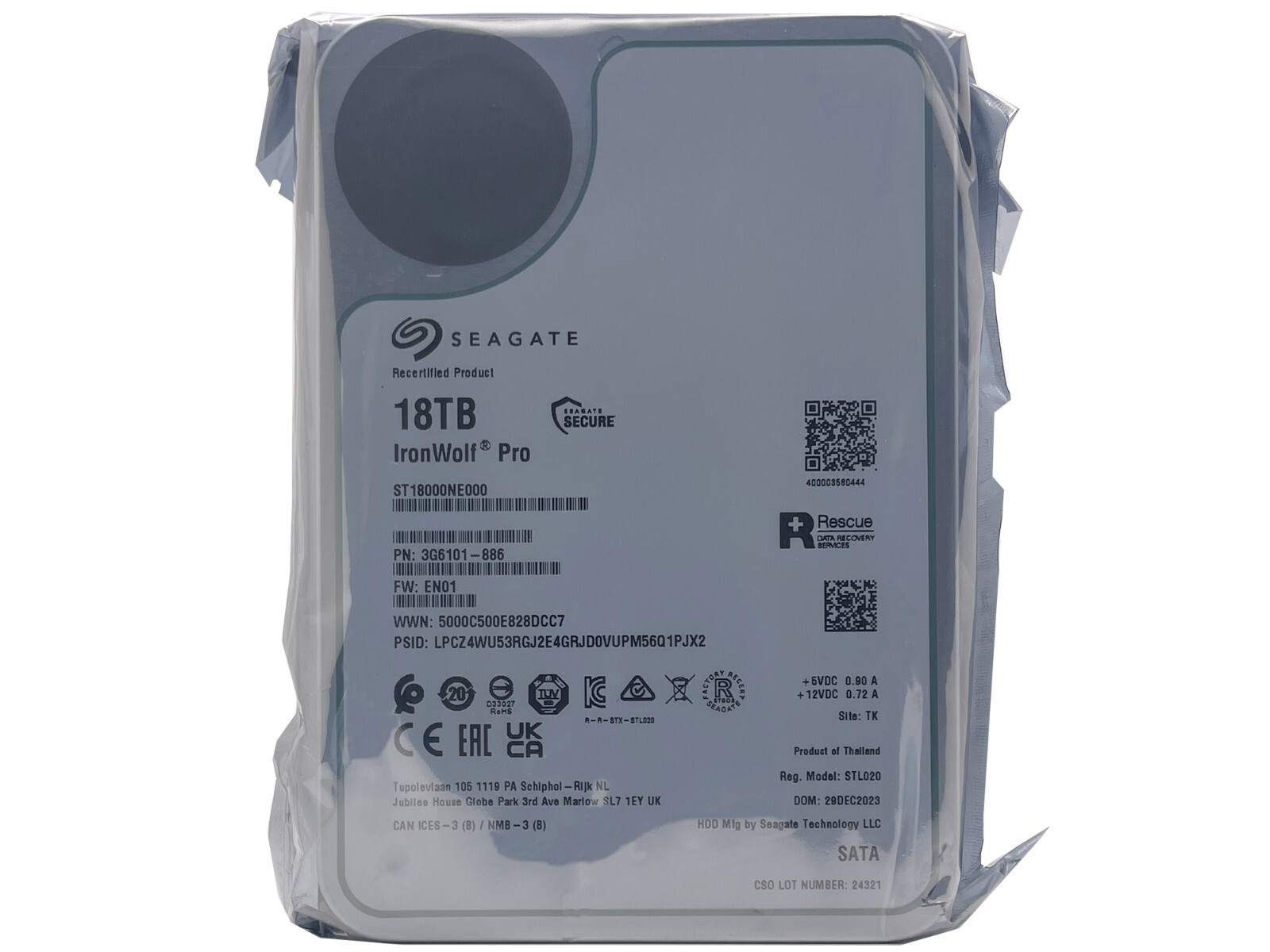 Seagate IronWolf Pro ST18000NE000 18TB 7200RPM SATA 6Gb/s 3.5″ NAS Hard Drive