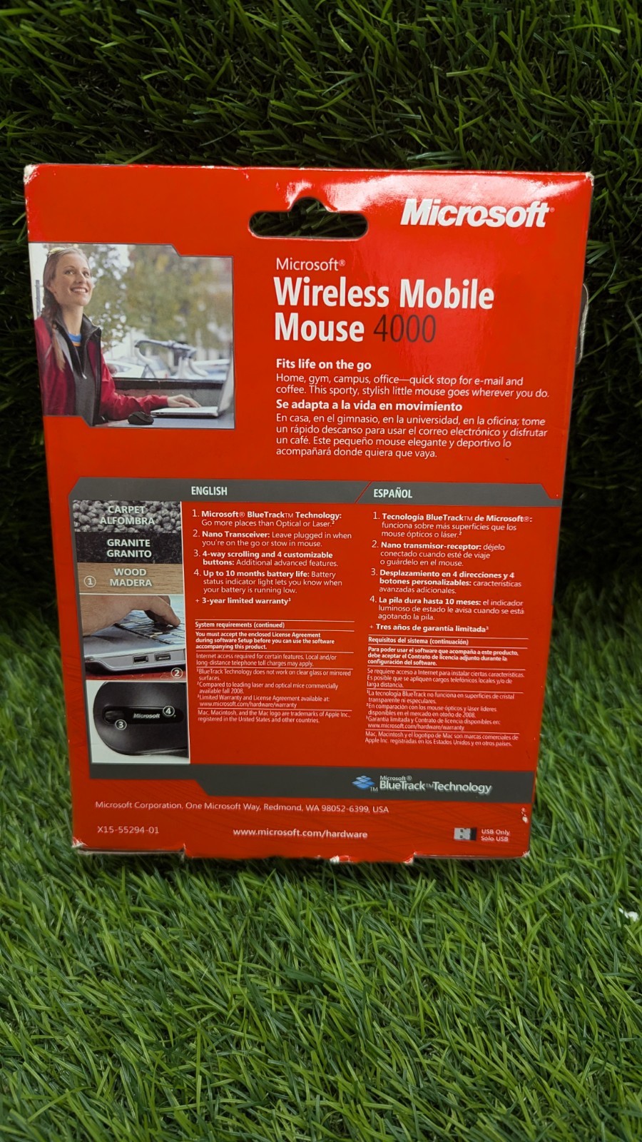 Microsoft Mobile 4000 Wireless BlueTrack Mouse Burgundy Windows 7 New Open Box