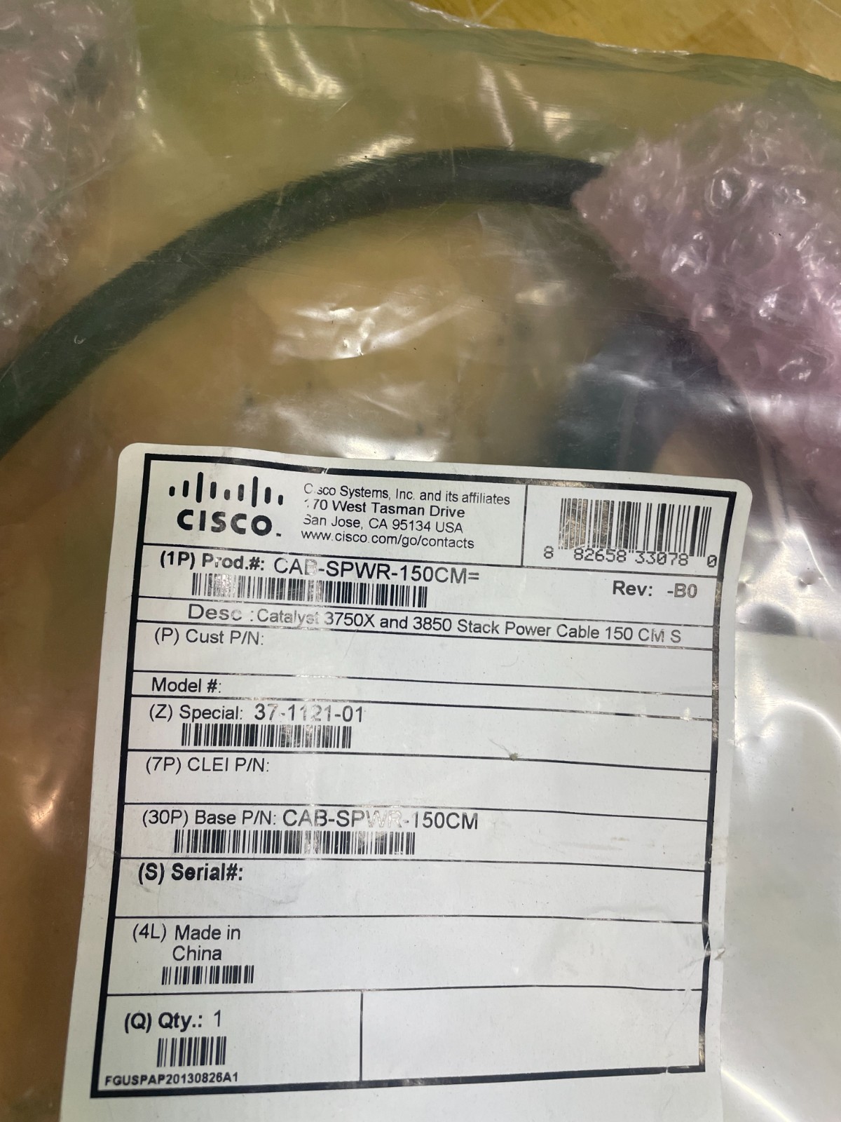 LOT OF 2- Cisco CAB-SPWR-150CM Catalyst Power Cables – NEW