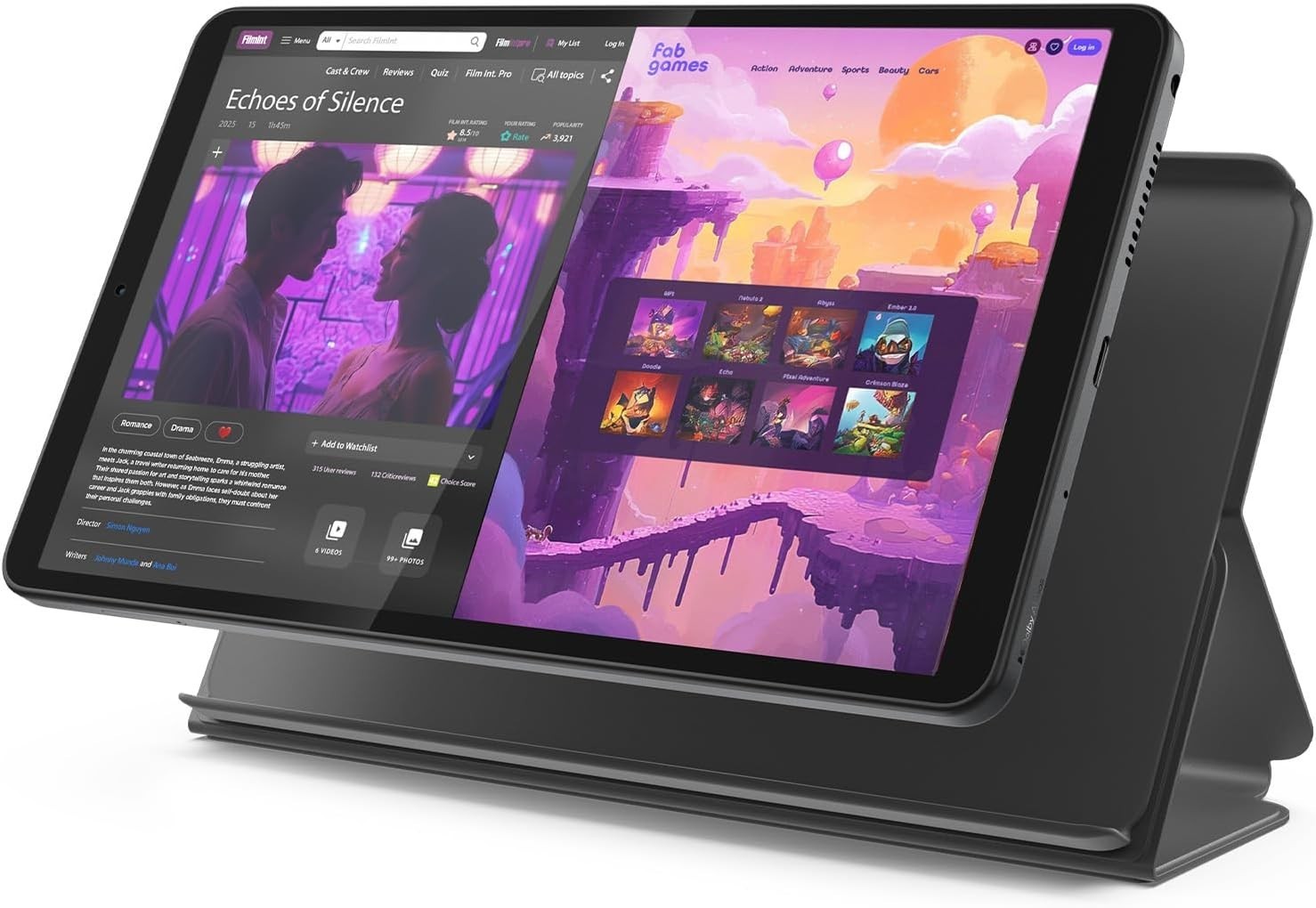Lenovo Tab One with Folio Case Bundle – G85 / 4GB RAM / 64 GB / 8.7″ / Luna Grey