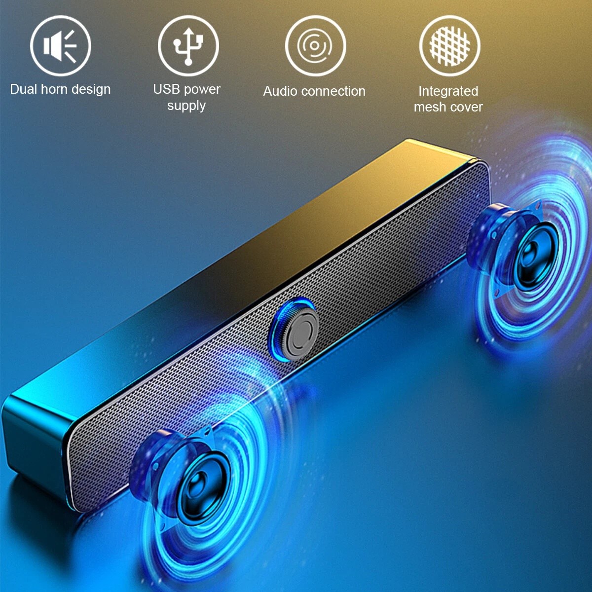 Stereo Bass Sound Computer Speakers 3.5mm USB Wired Soundbar for Desktop Laptop