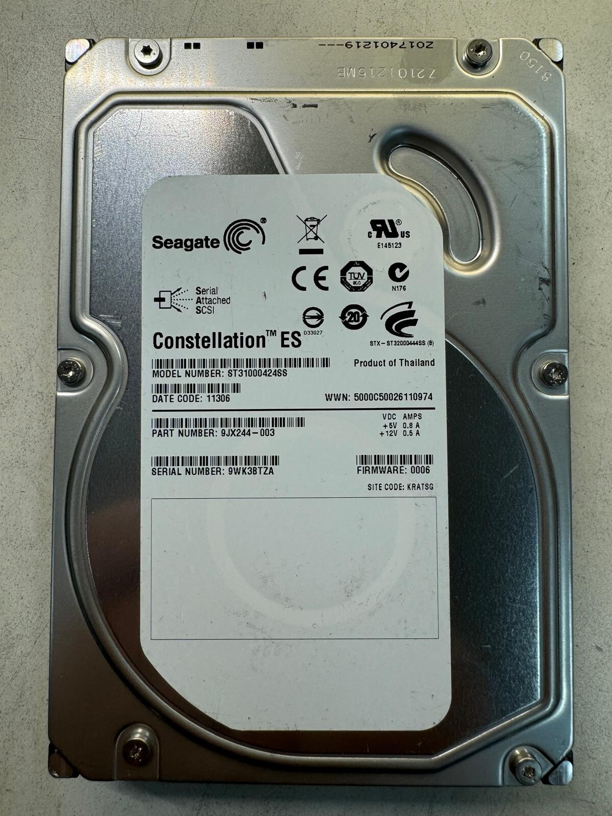 SEAGATE ST31000424SS 9JX244-003 1TB 7.2K RPM Cache 16MB 6Gb/s SAS 3.5″ HDD