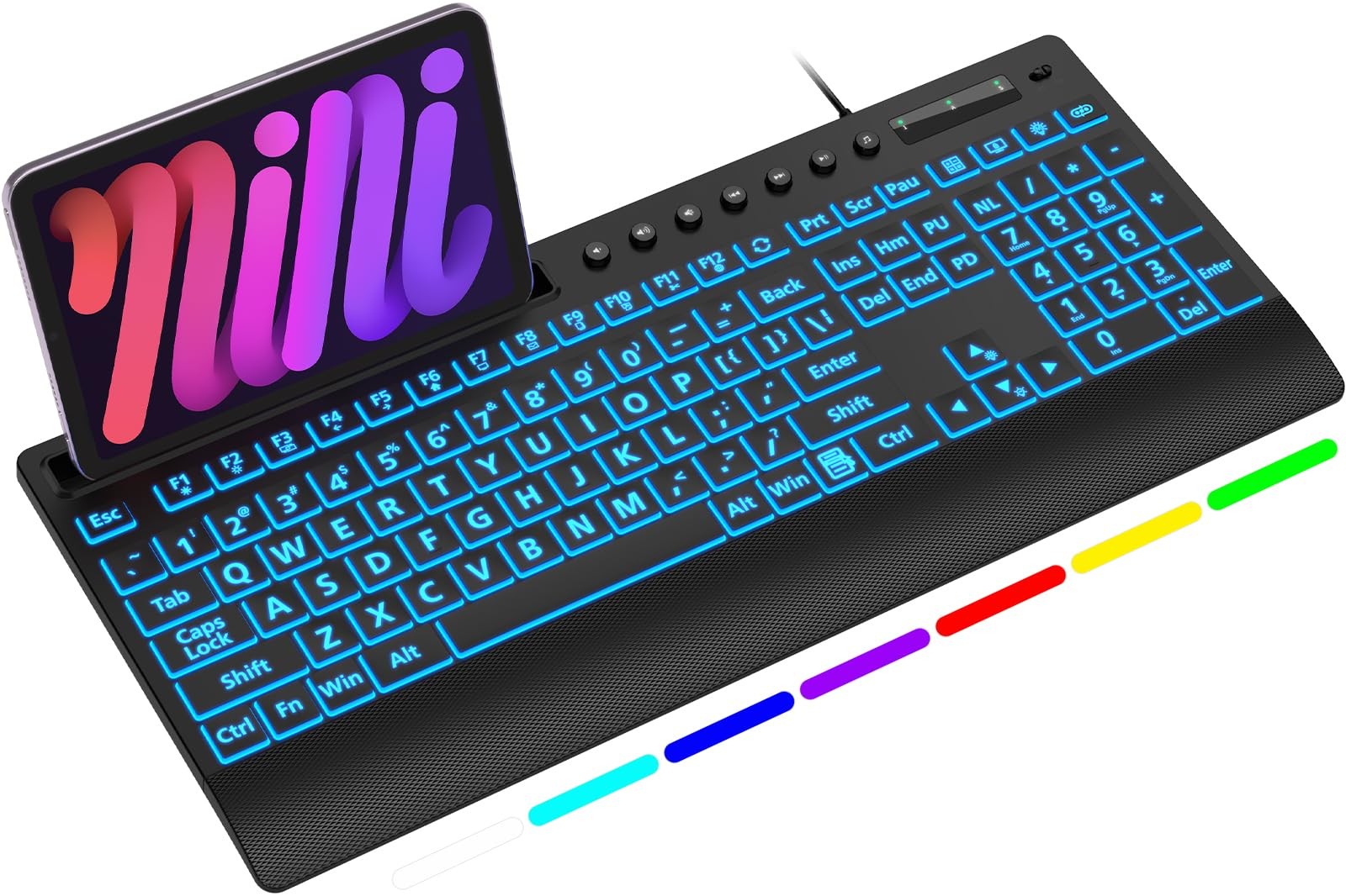 SABLUTE K31PRO Large Print Backlit Keyboard, Plug and Play USB Wired Computer Ke