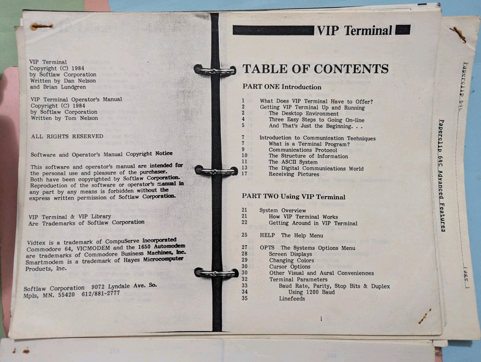 Bundle of Commodore 64 Software User Manual Photocopies – VIP Terminal Blitz Etc