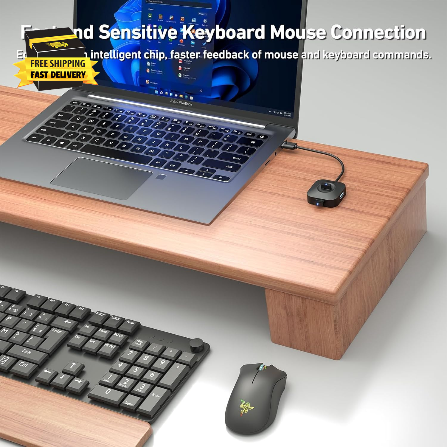 USB 3.0 Hub, 4 Ports USB a Splitter Ultra Compact for Mouse, Keyboard, Flash Dri