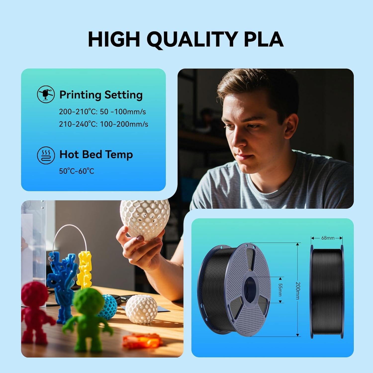 (Buy 6 Get 4 Free,Add 10) SUNLU 1.75mm ASA/PLA/PLA+/ABS/PETG/PA 3D Filament 1KG