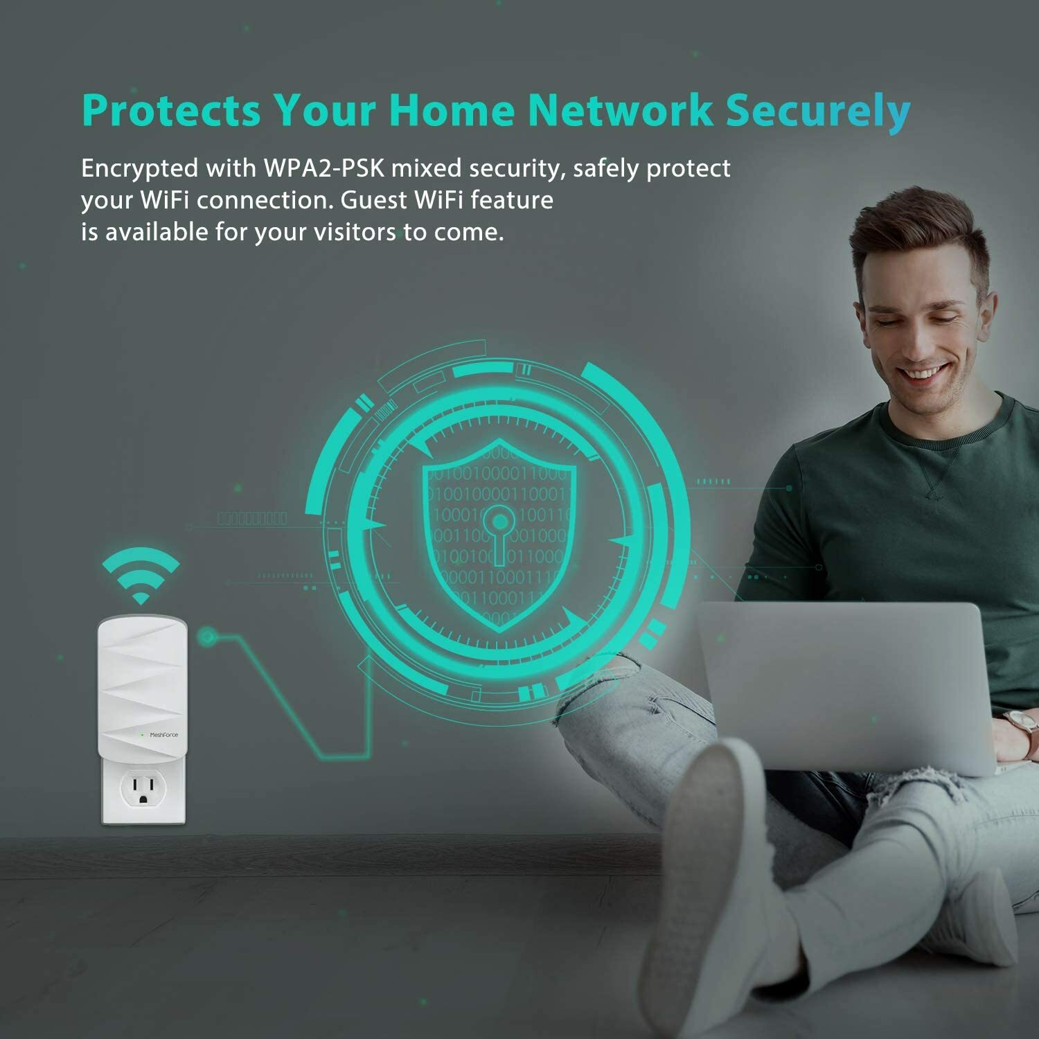 1-Pack MeshForce M3 Dot Wall Plug WiFi Extender, Works with MeshForce M1 and M3