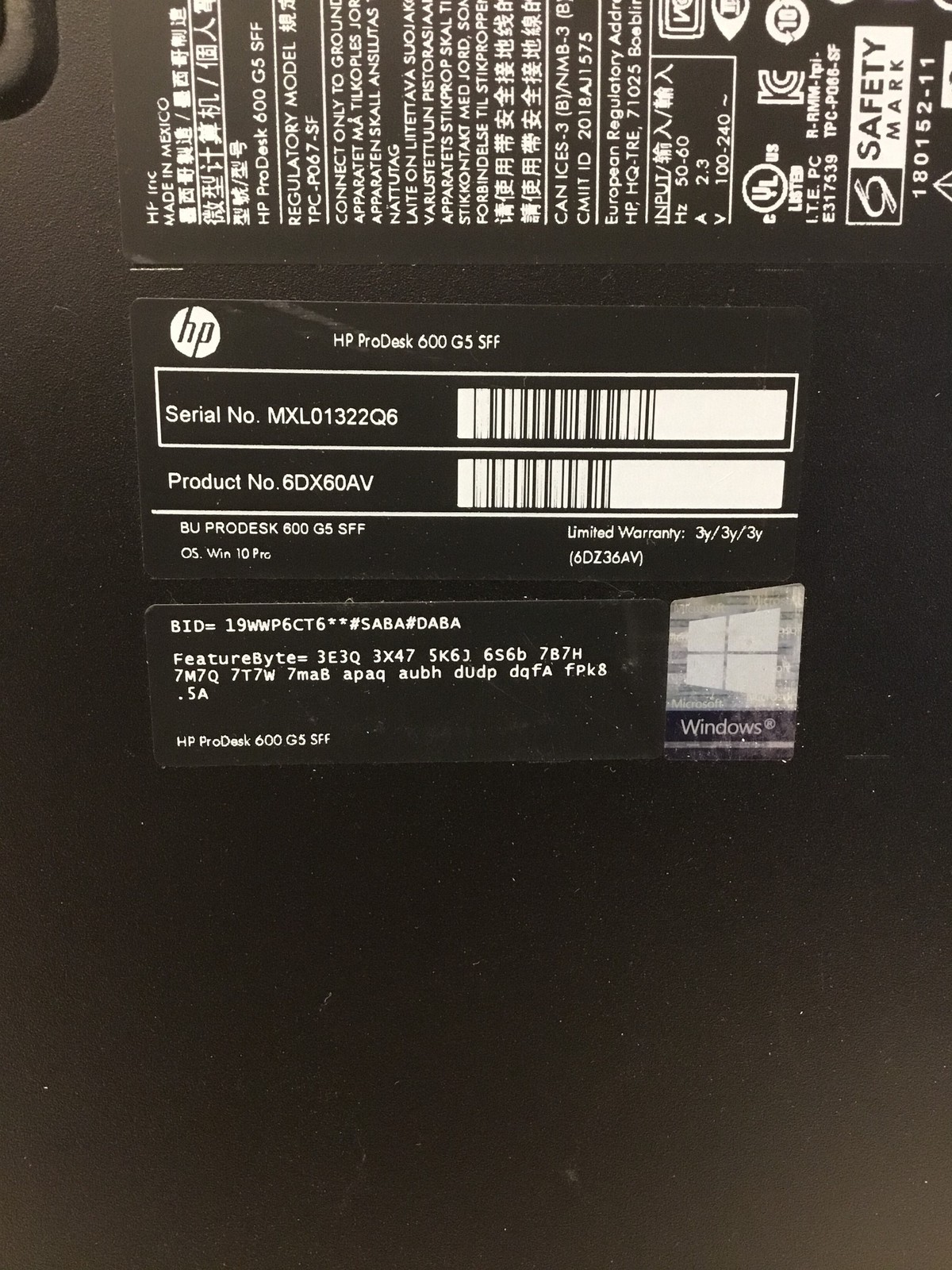 HP ProDesk 600 G5 SFF Computer i7-9700 3.0GHz 8-Core 8GB RAM 1TB HDD DVDRW