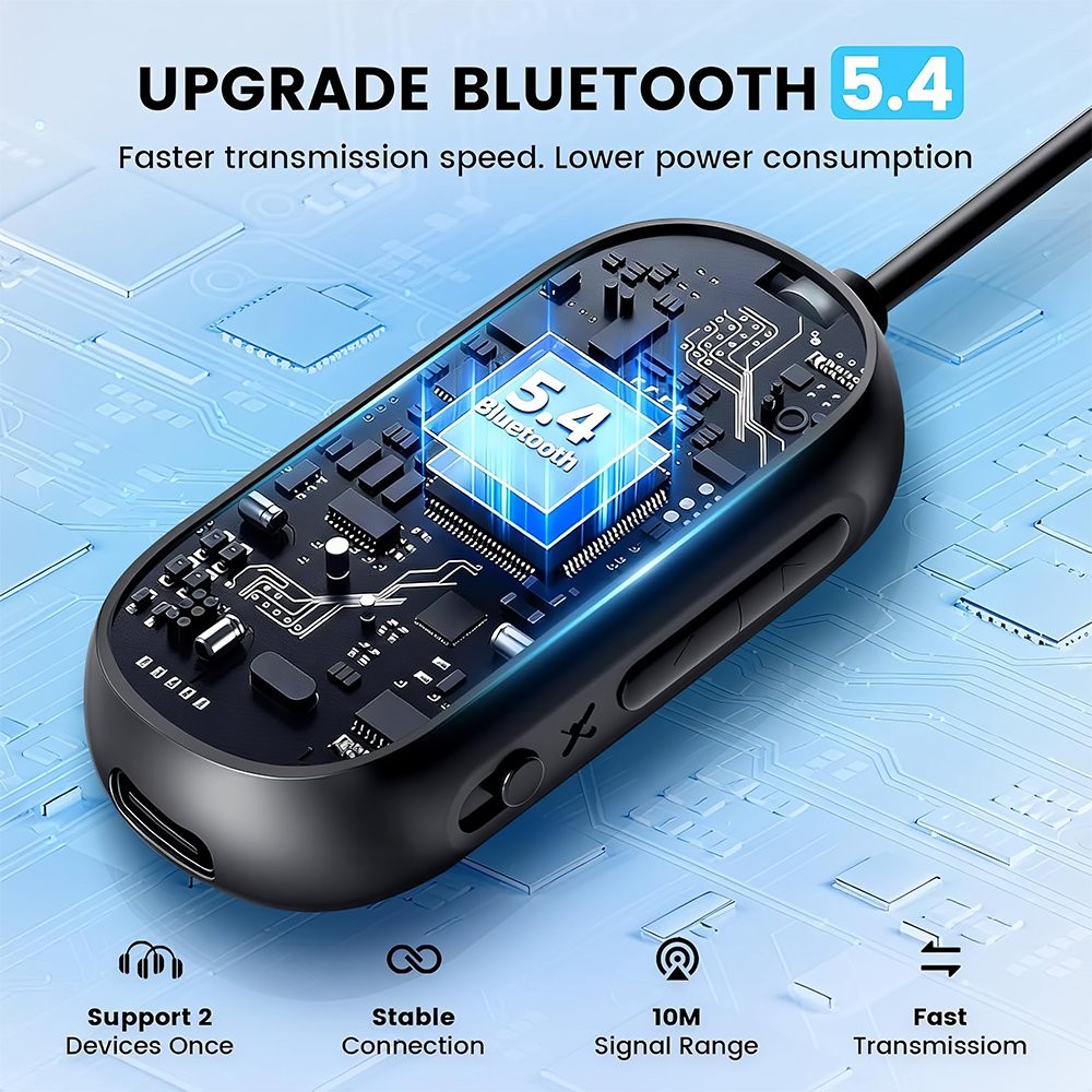 Dual Link Bluetooth 5.4 Transmitter Receiver 2-in-1 Bluetooth Adapter Airplane