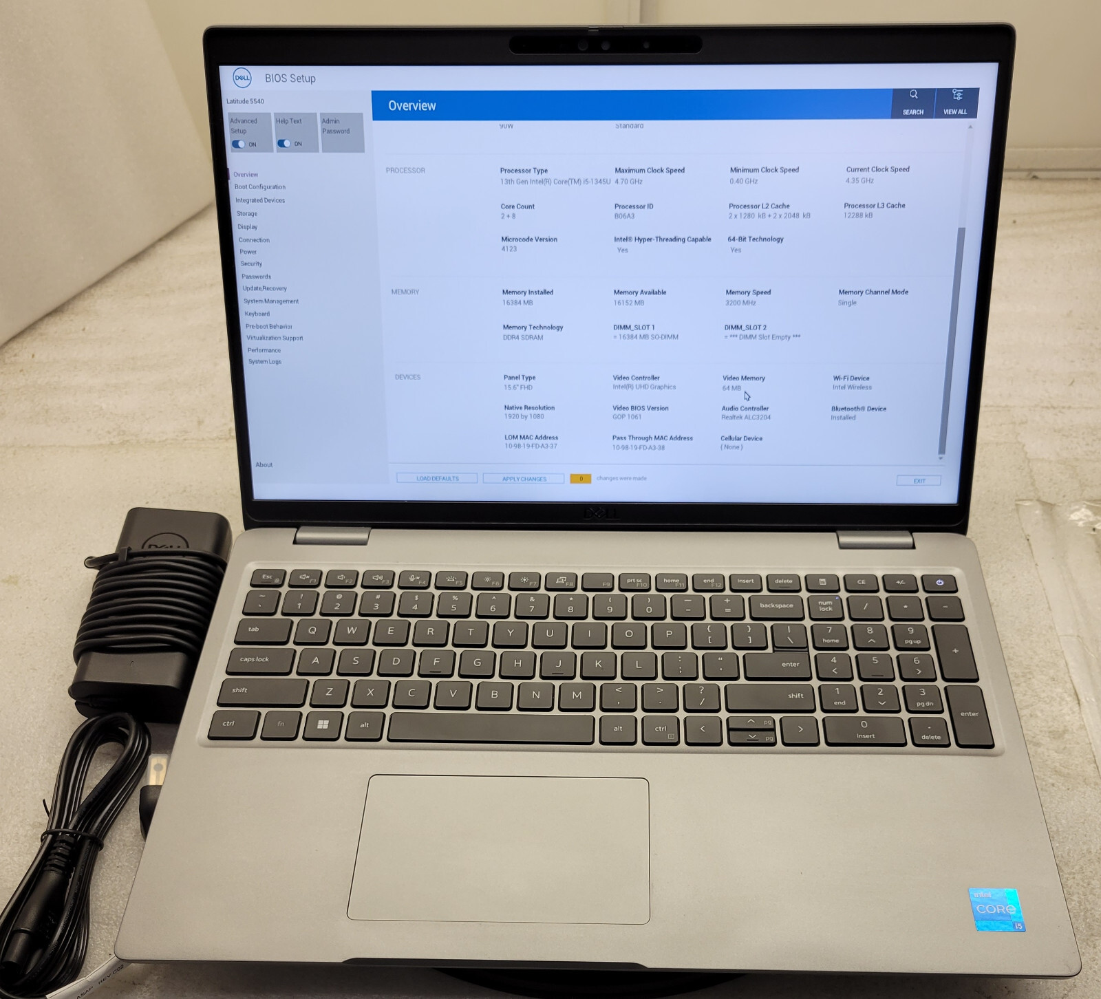 Dell Latitude 5540 i5-1345U 4.70GHz 16GB 256GB NVMe 15.6″ TS LCD No OS/HDD