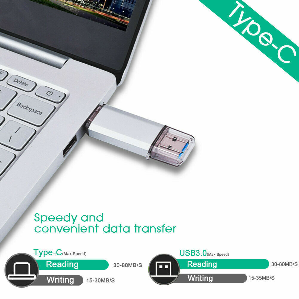TYPE-C OTG 2 in 1 USB Memory Photo Stick Flash Pen Drive Android Samsung PC Mac