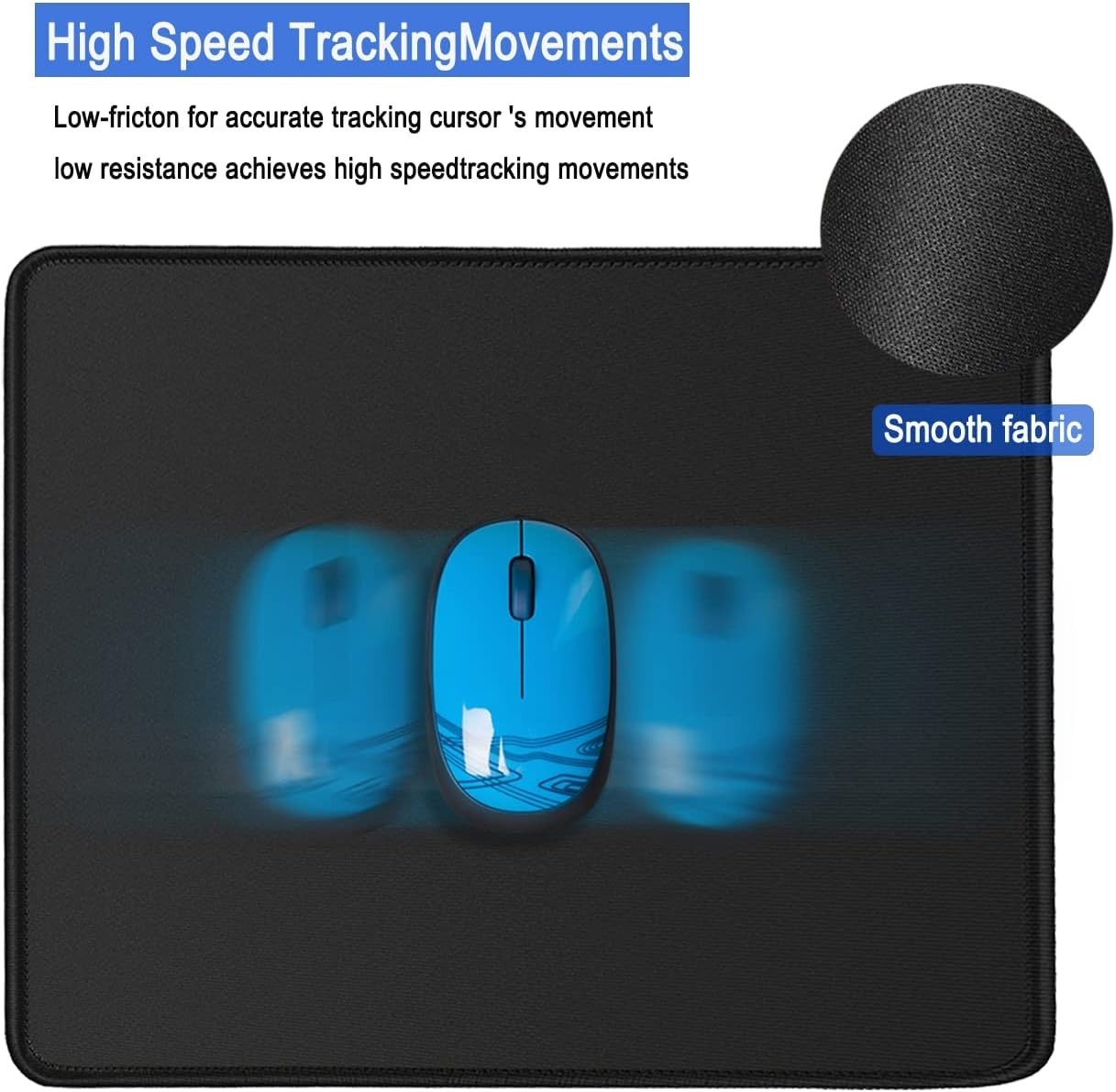 Double Stitched Gaming Mouse Pad 14.9″ x 11.7″ – Elegant Black Design