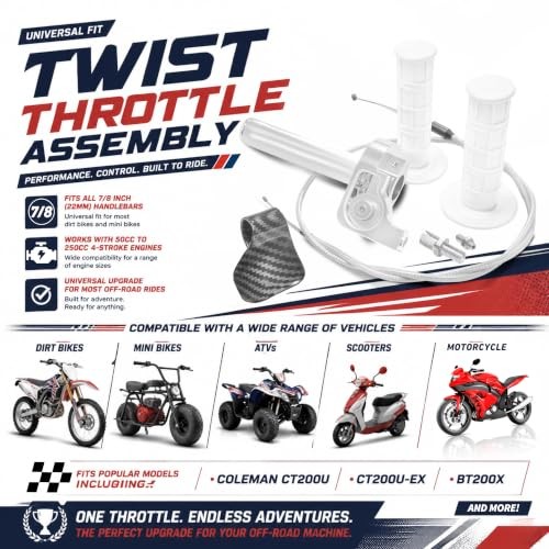 7/8″ 22mm CNC Quick Twist Throttle Kit – Universal Aluminum Type B Silver