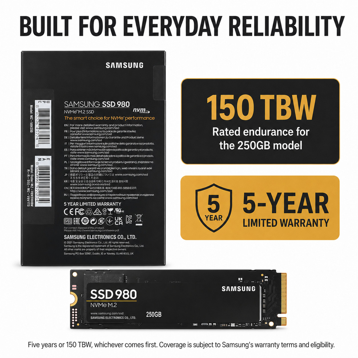 Original Samsung SSD 980 MZ-V8V250BW 250GB NVMe1.4 With installation tools
