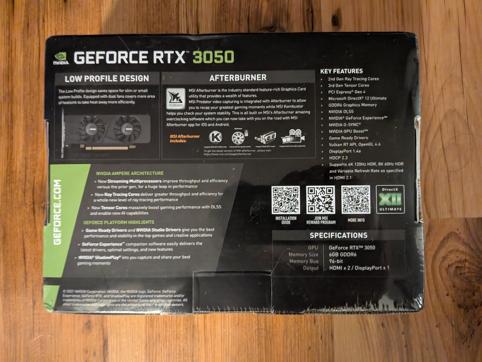 MSI GeForce RTX 3050 LP 6G OC GPU 6 GB GDDR6 Low-profile nVidia NEVER INSTALLED