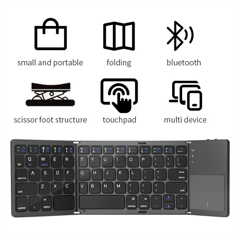 Mini Folding Wireless Bluetooth Keyboard With Touchpad for Laptop Tablet Phone