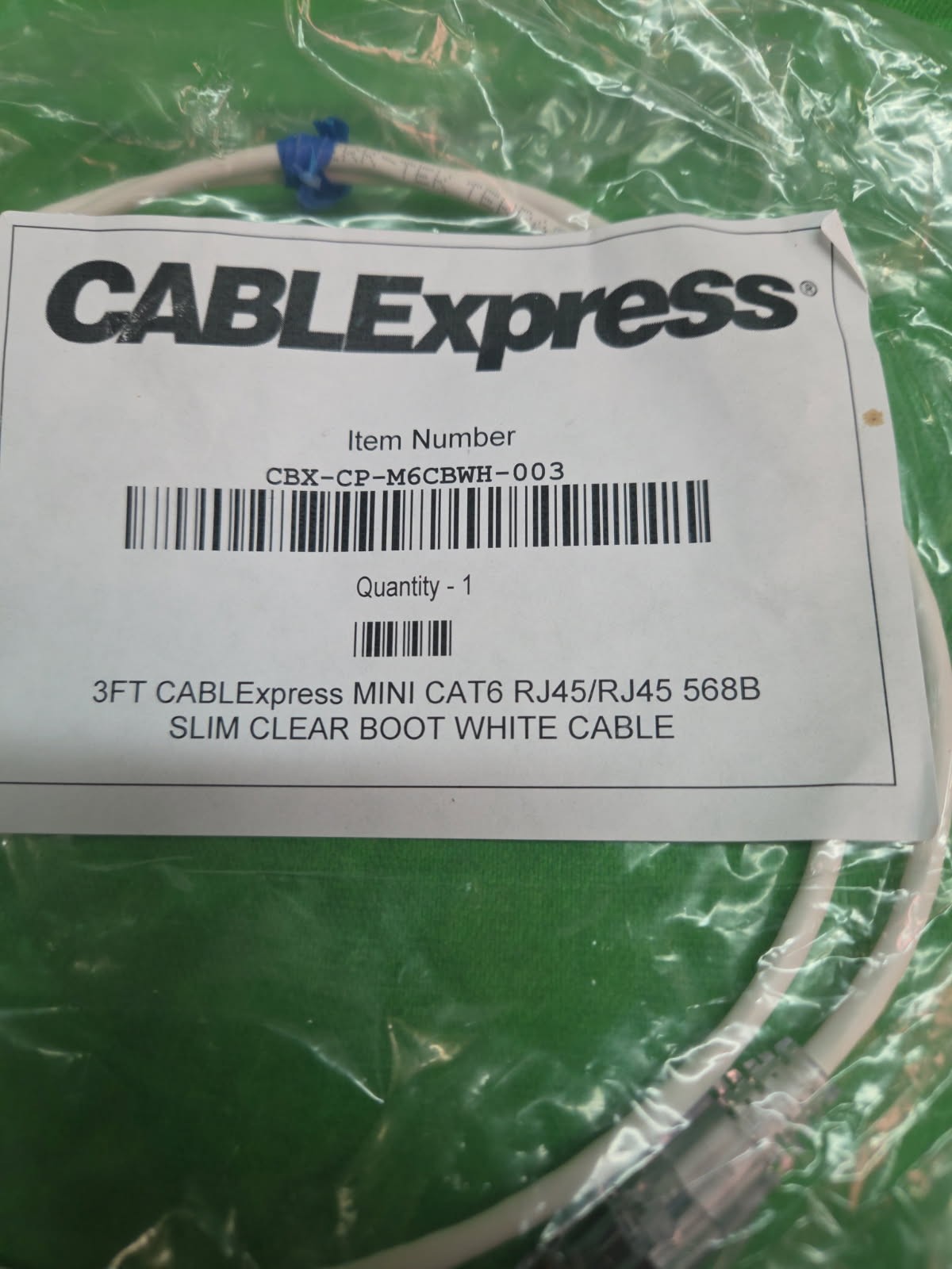 Ultra Slim CAT 6 UTP White & Blue Patch Cables 28AWG RJ45 3 feet NEW LOT 11 PCS