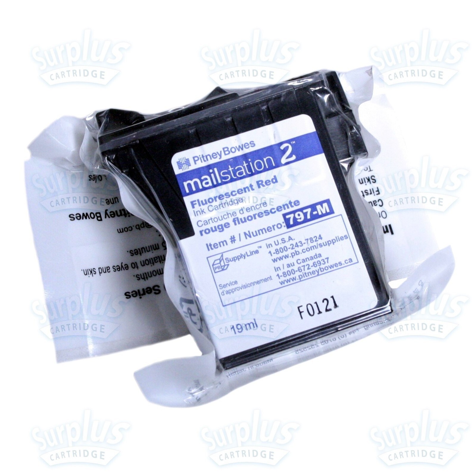 Genuine Pitney Bowes 797-M Mailstation 2 Red Fluorescent Ink for K700 and K7MO