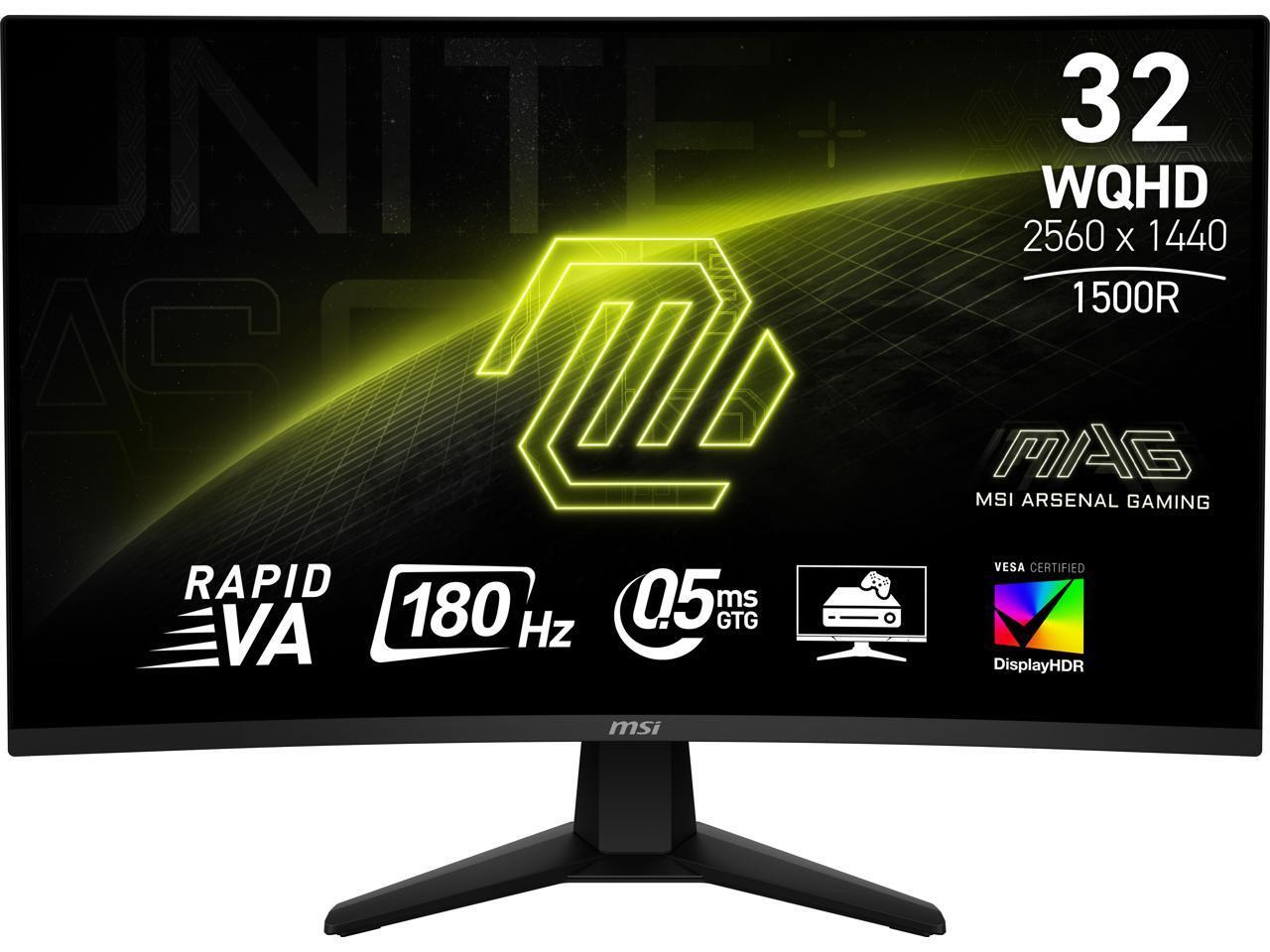 MSI 32″ (31.5″ Viewable) 180 Hz Rapid VA WQHD Gaming Monitor 2560 x 1440 (2K) 82