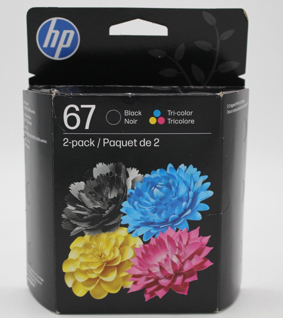 HP 67 2-pack Black/Tri-color Original Ink Cartridges – EXP 09/2027