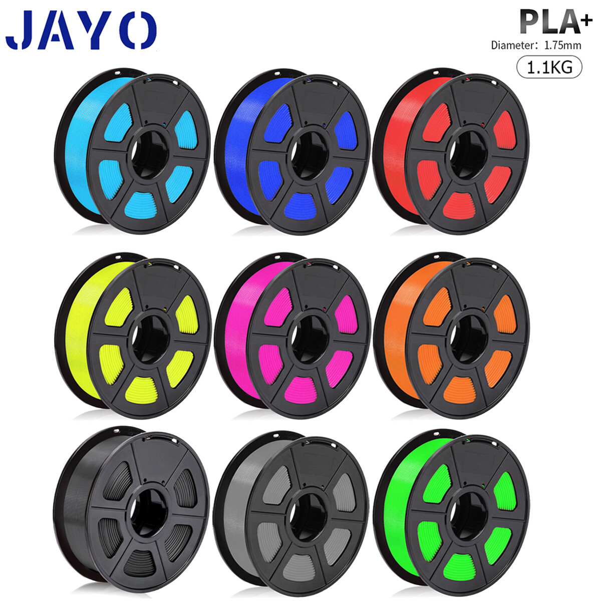 JAYO 1.75mm PLA+ (PLA PLUS) 3D Printer Filament 1.1KG +/-0.02mm High Strength