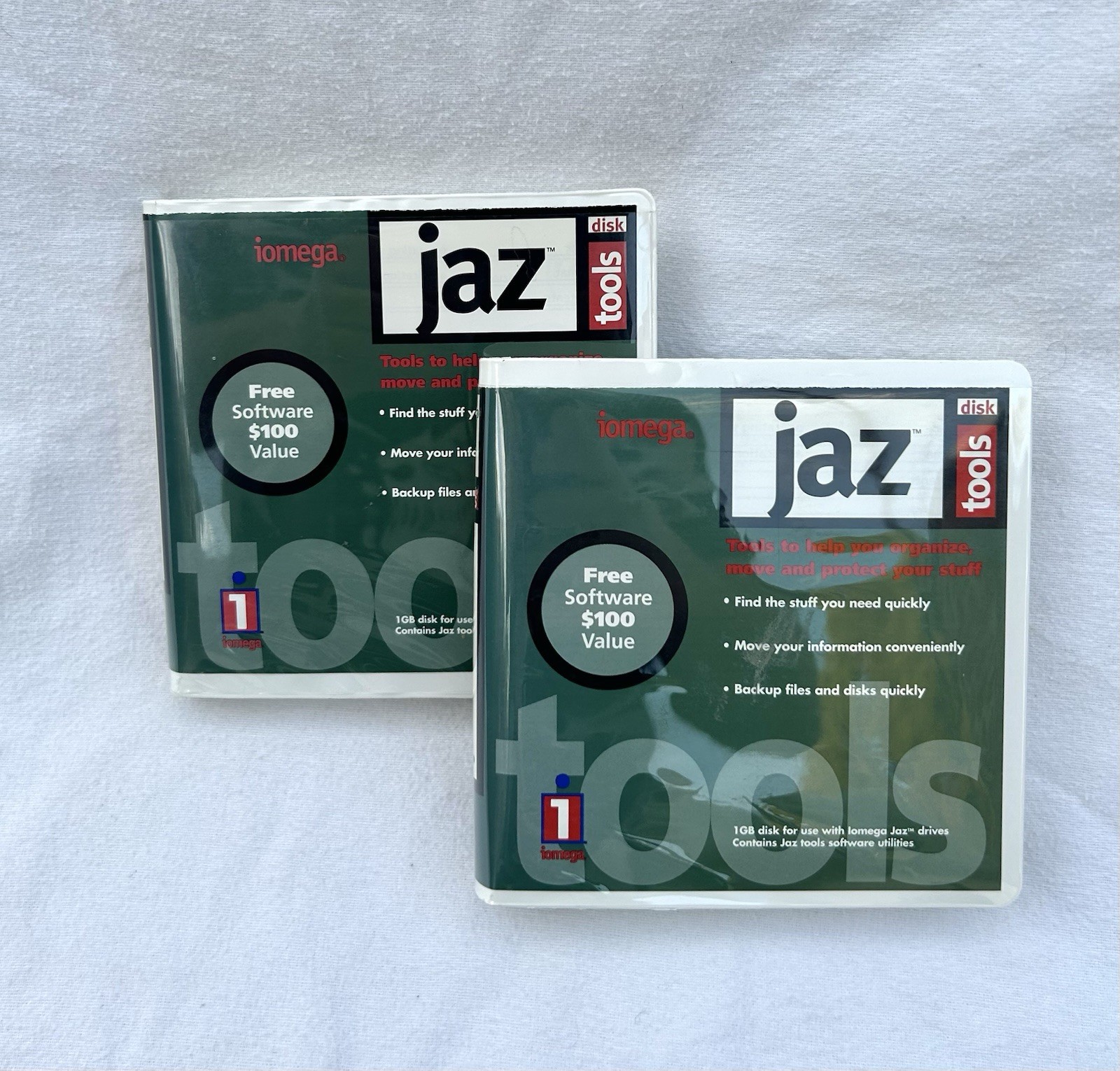Iomega Jaz Disks 2 Count Tools 1GB Used ~