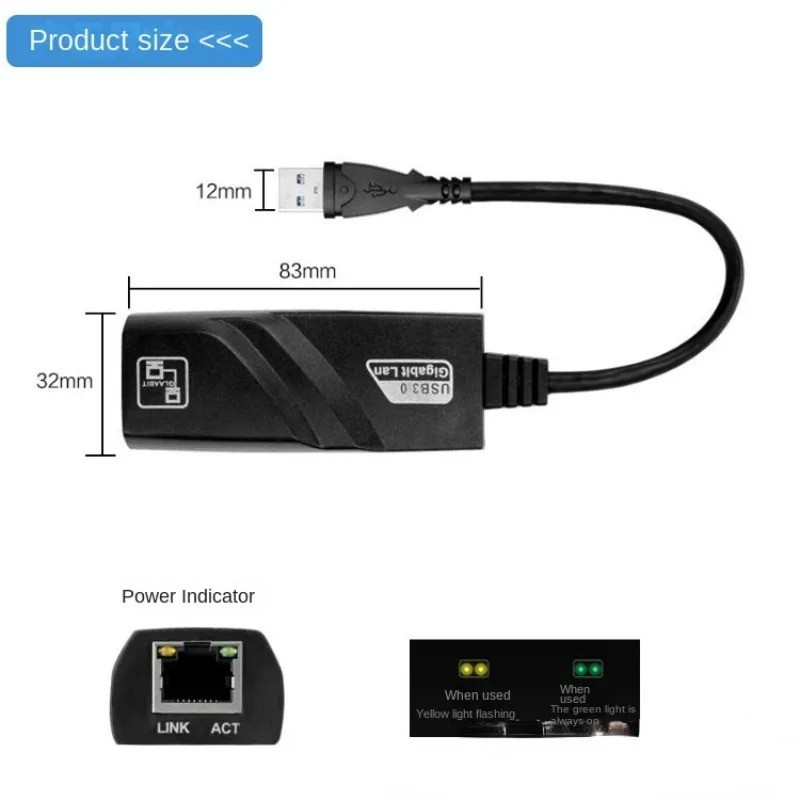 USB 3.0 Gigabit Ethernet LAN RJ45 1000Mbps Network Adapter For Windows PC Mac