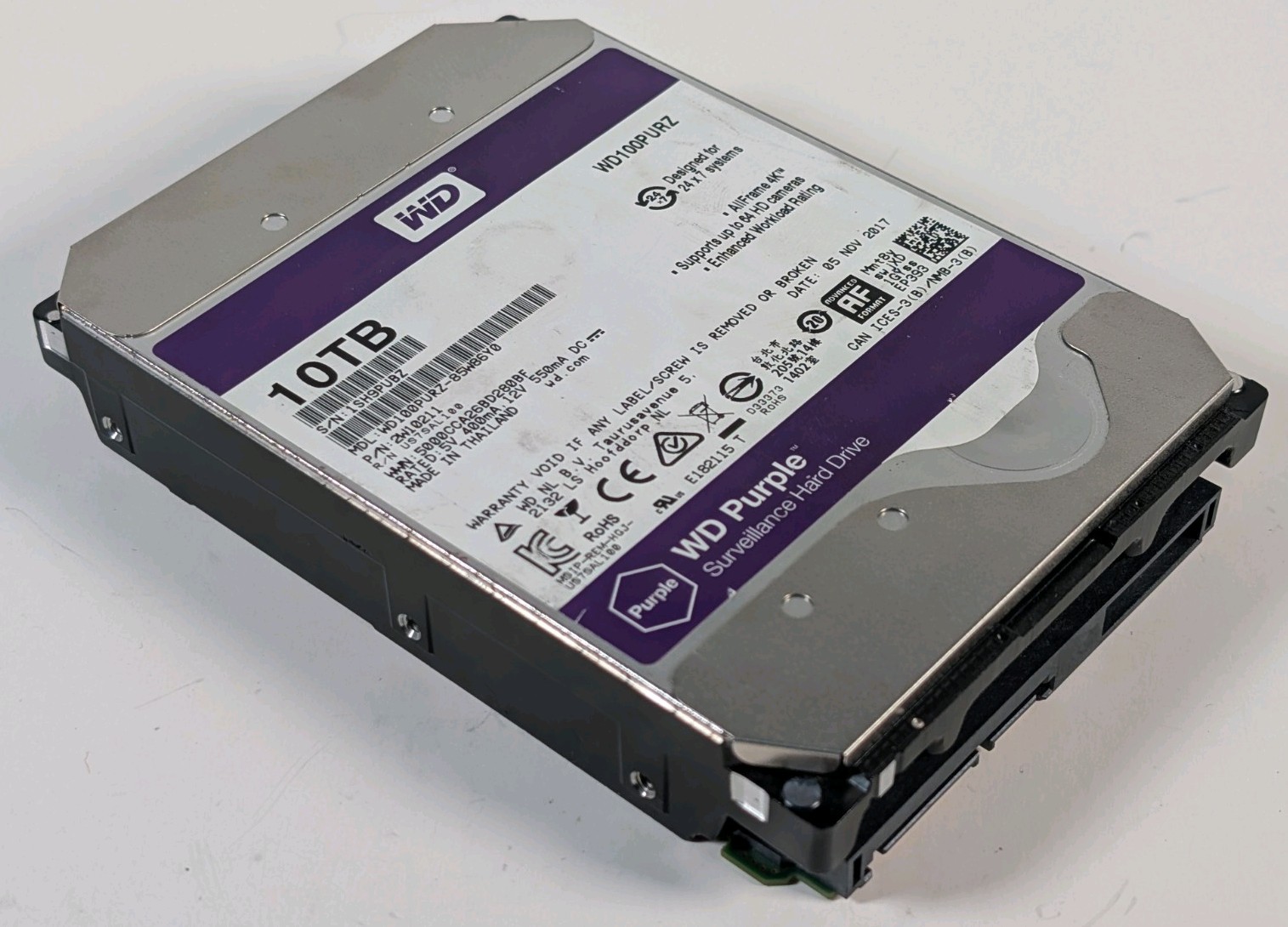 Western Digital 10TB 3.5″ SATA WD Purple Hard Drive HDD | WD100PURZ, Sanitized