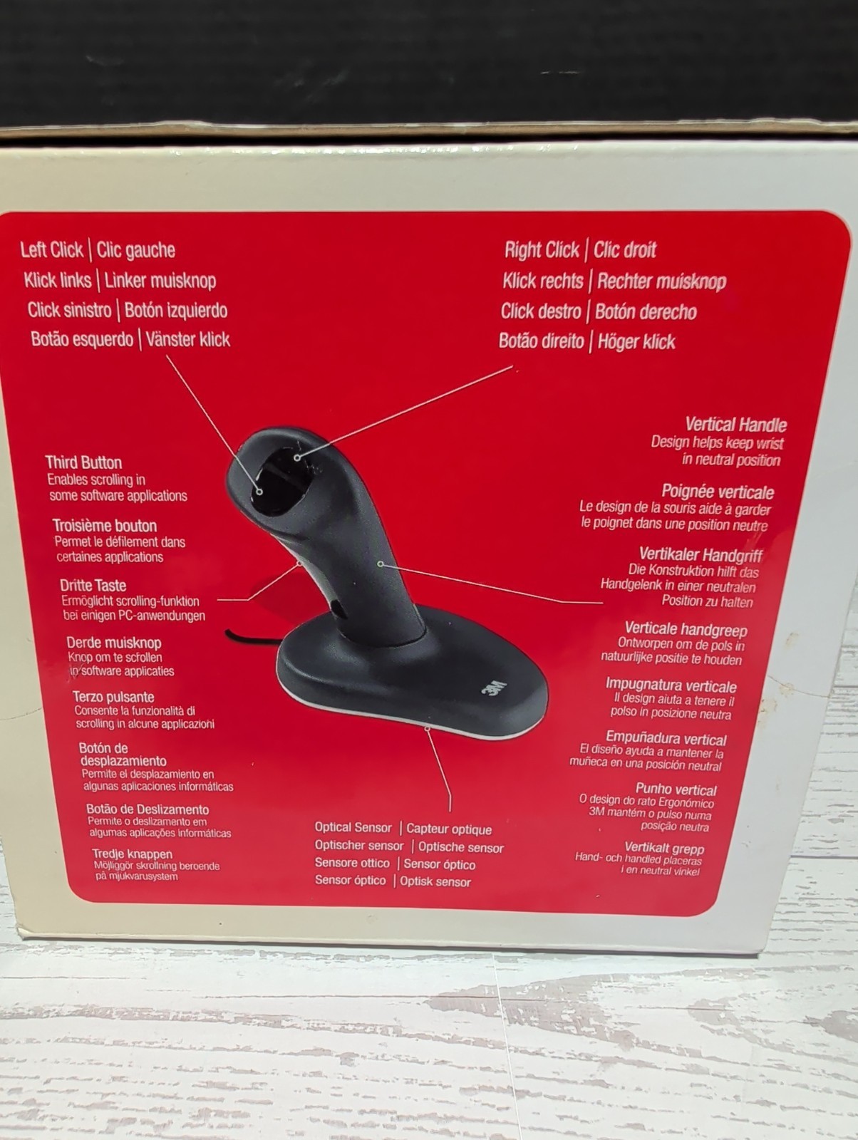 3M Ergonomic Optical Mouse EM500GPL Wired Black Vertical Mouse Tested Working