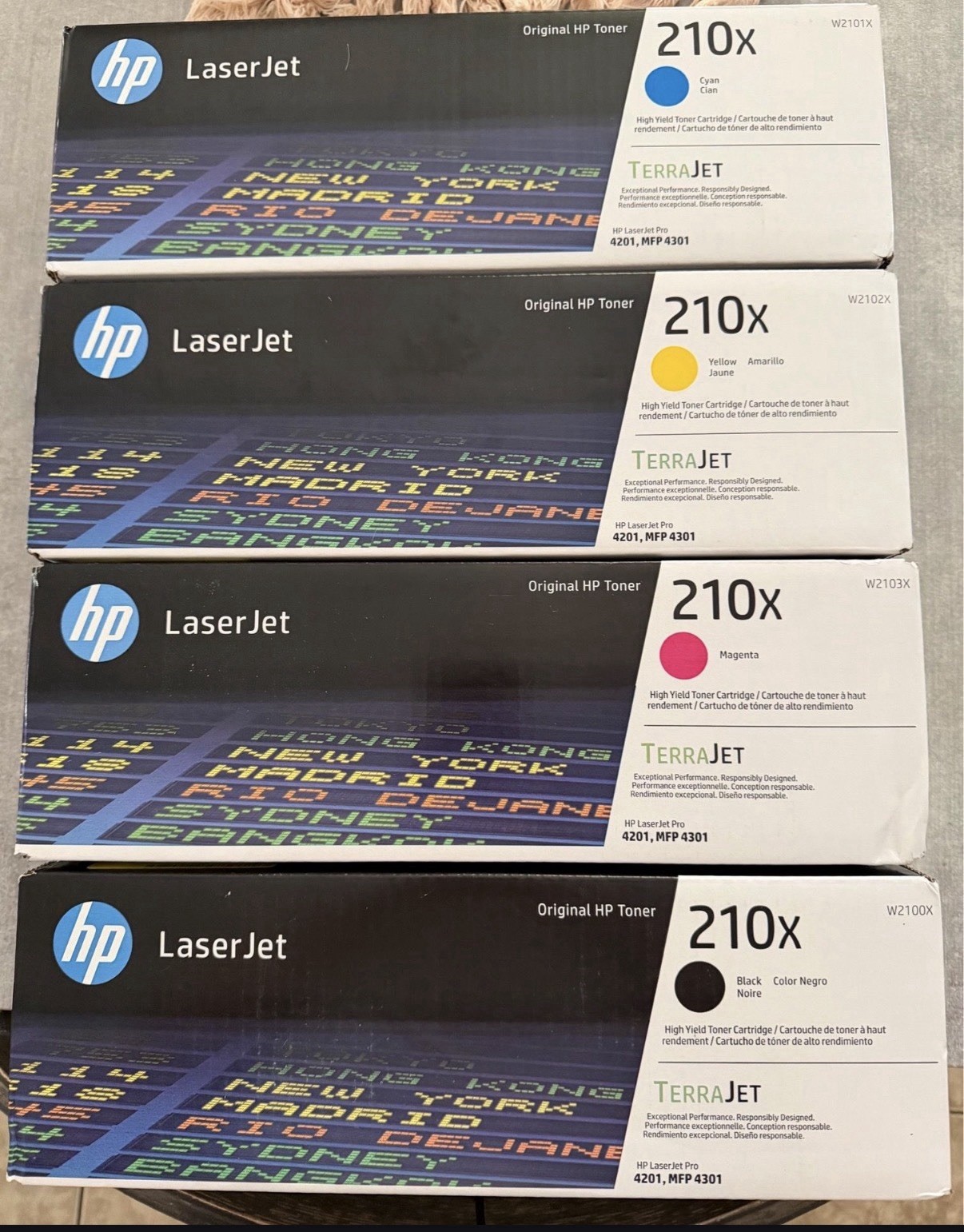 Genuine HP 210X High Yield Toner Set (4-Pack) W2100X-W2103X 4201 4301 New Sealed