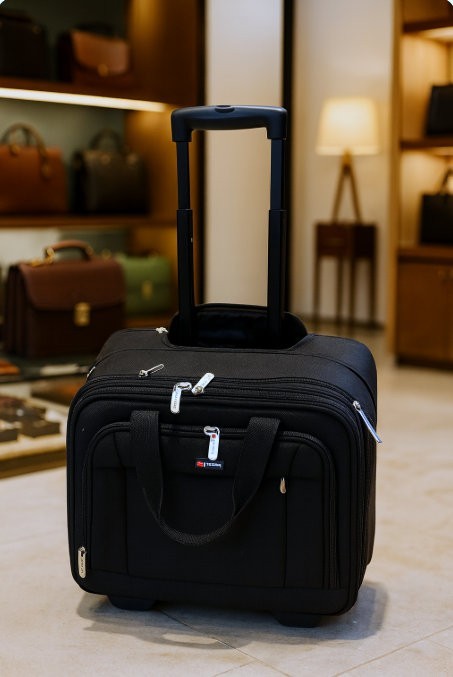 Foray Rolling Laptop Bag, Briefcase with Wheels Fits 17.3 Inch Laptop, Black