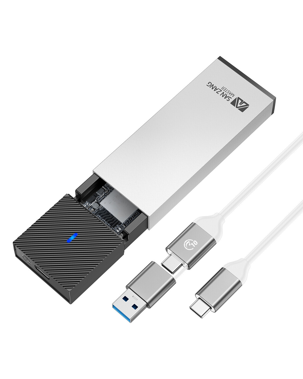 SANZANG M.2 NVMe SATA SSD Enclosure USB Type C 10Gbps NVMe SSD External Case