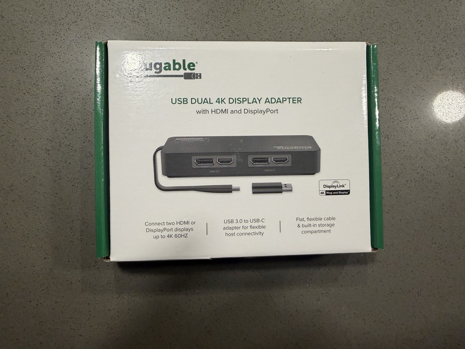 Plugable Dual 4K USB 3.0 Display Adapter HDMI DisplayPort USB-C Black
