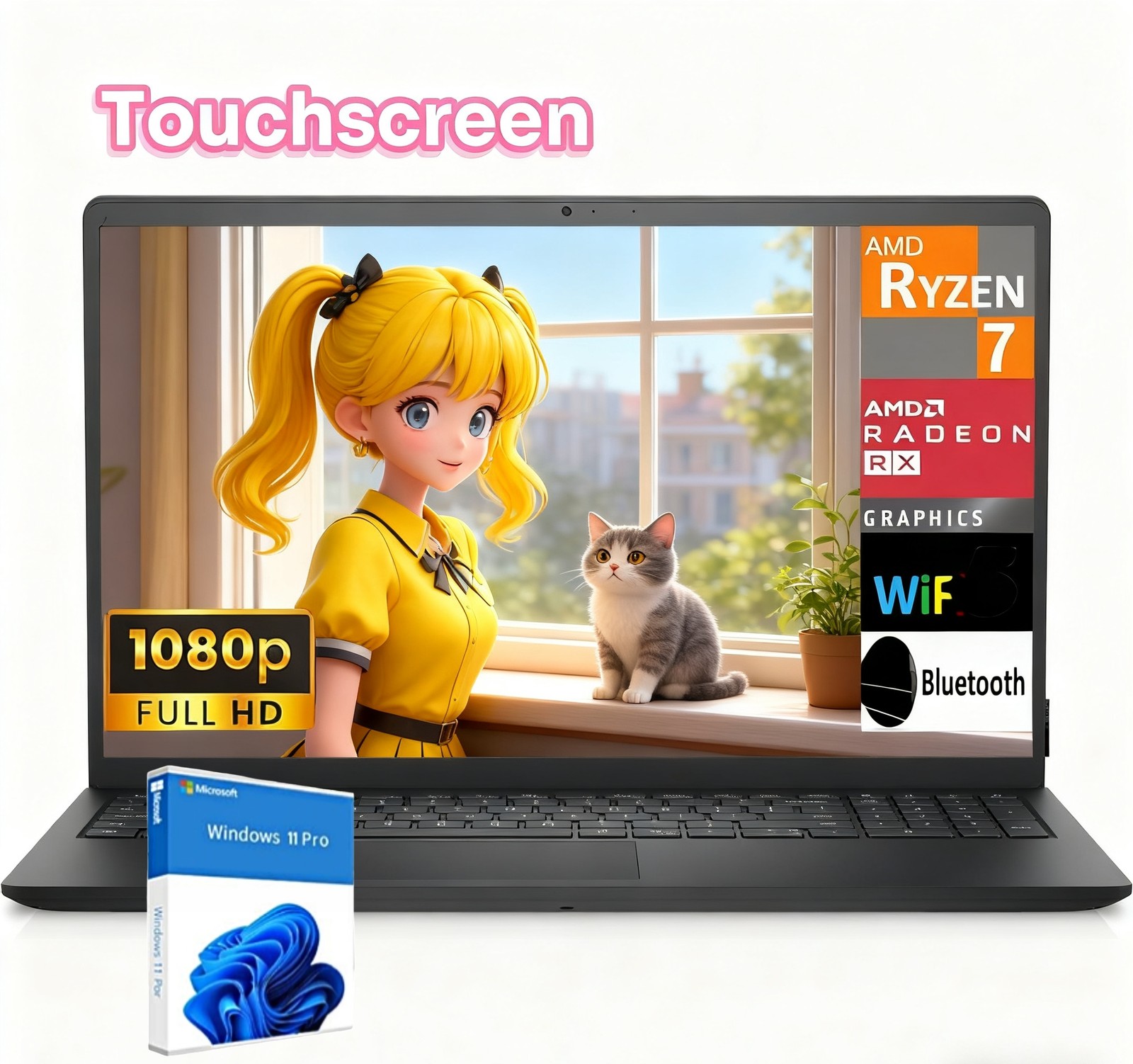 Dell Inspiron 15.6″ Touch Laptop computer Win11Pro 4.5 GHz Ryzen 7 32GB RAM 2TB