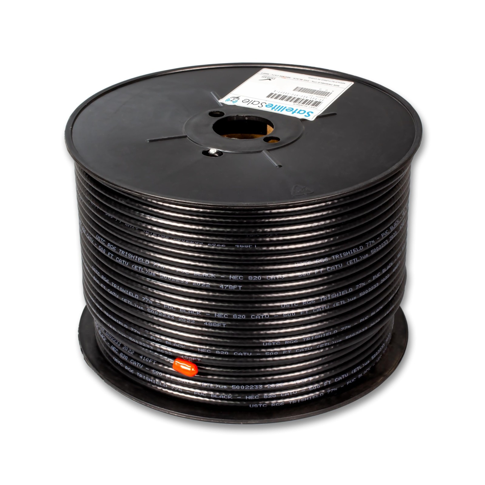 Satellitesale Rg-6 Trishield Nec 820 Catv Hfc Coaxial Cable Pvc Black 500 Feet
