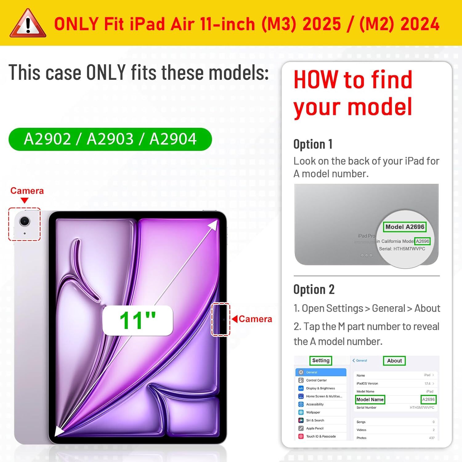 Shockproof Case for iPad Air 11-inch M2 (2024) Rotating Grip Stand Rugged Cover