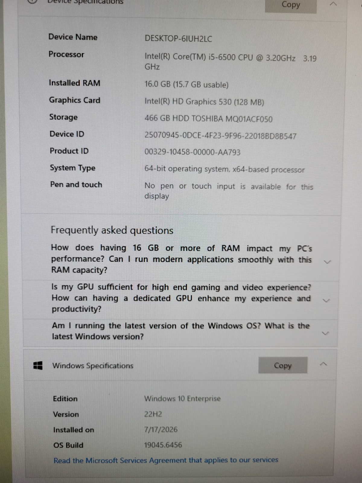 dell optiplex 7440 aio i5-6500 3.2GHz 16GB 500GB HDD CD/DVD Win10 Ent
