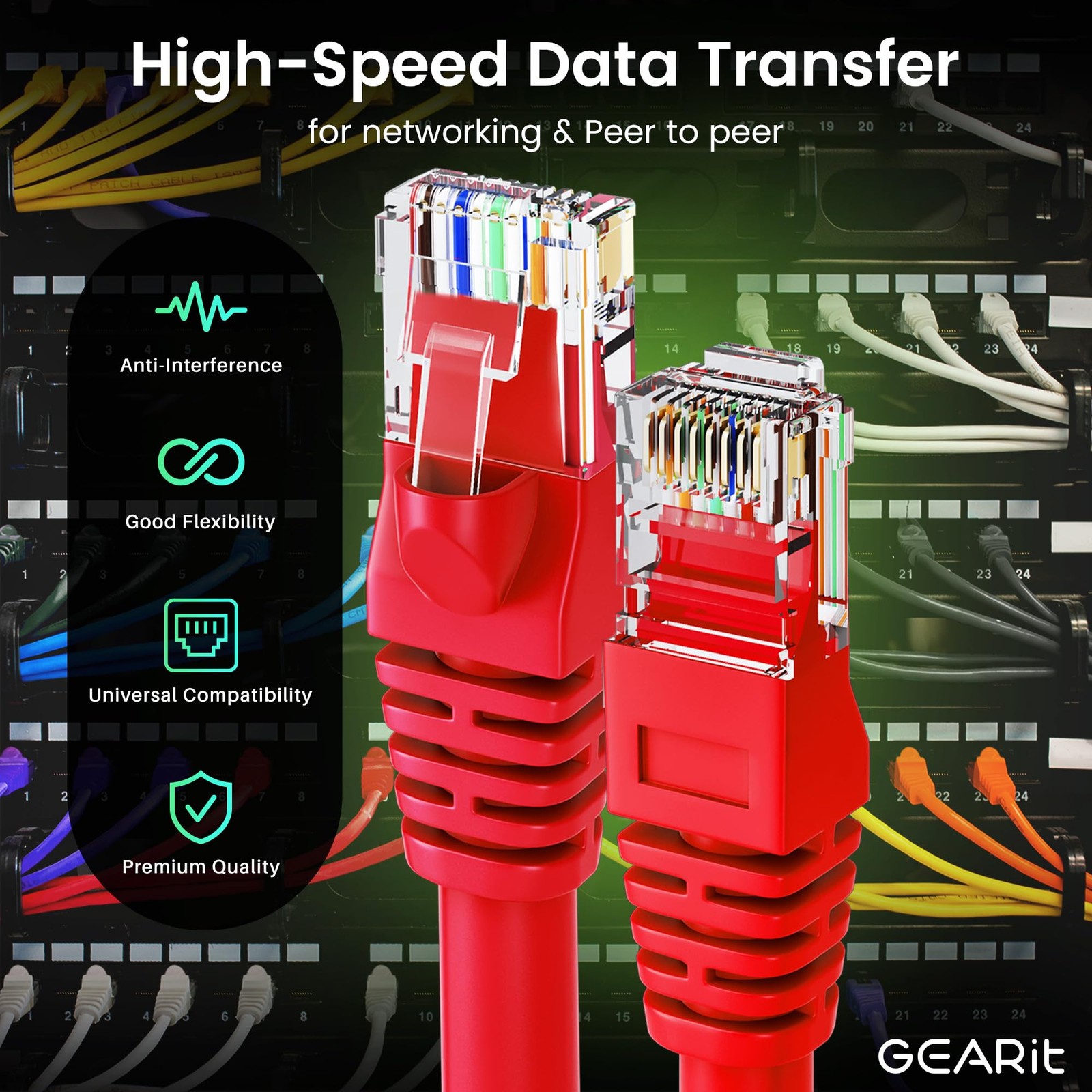 Cat 6 Ethernet Cable 100-Pack 2 Feet Network Patch 10Gbps RJ45 Snagless Red