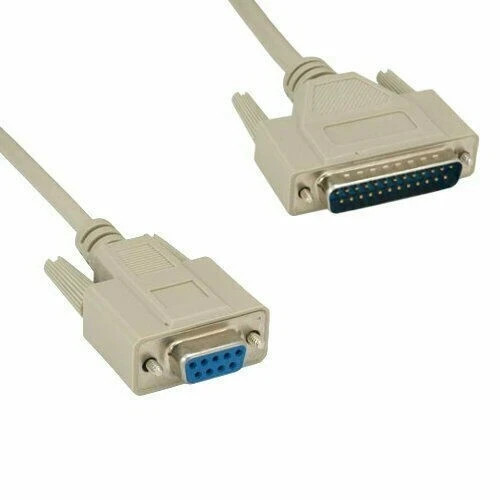 DB9 Female to DB25 Male Serial Cable AT Modem RS232 Straight Through 2 Feet