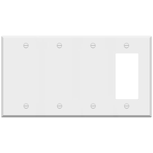 White Metal 4-Gang Combination Wall Plate, 4.5 x 8.2 in, Semi-Gloss