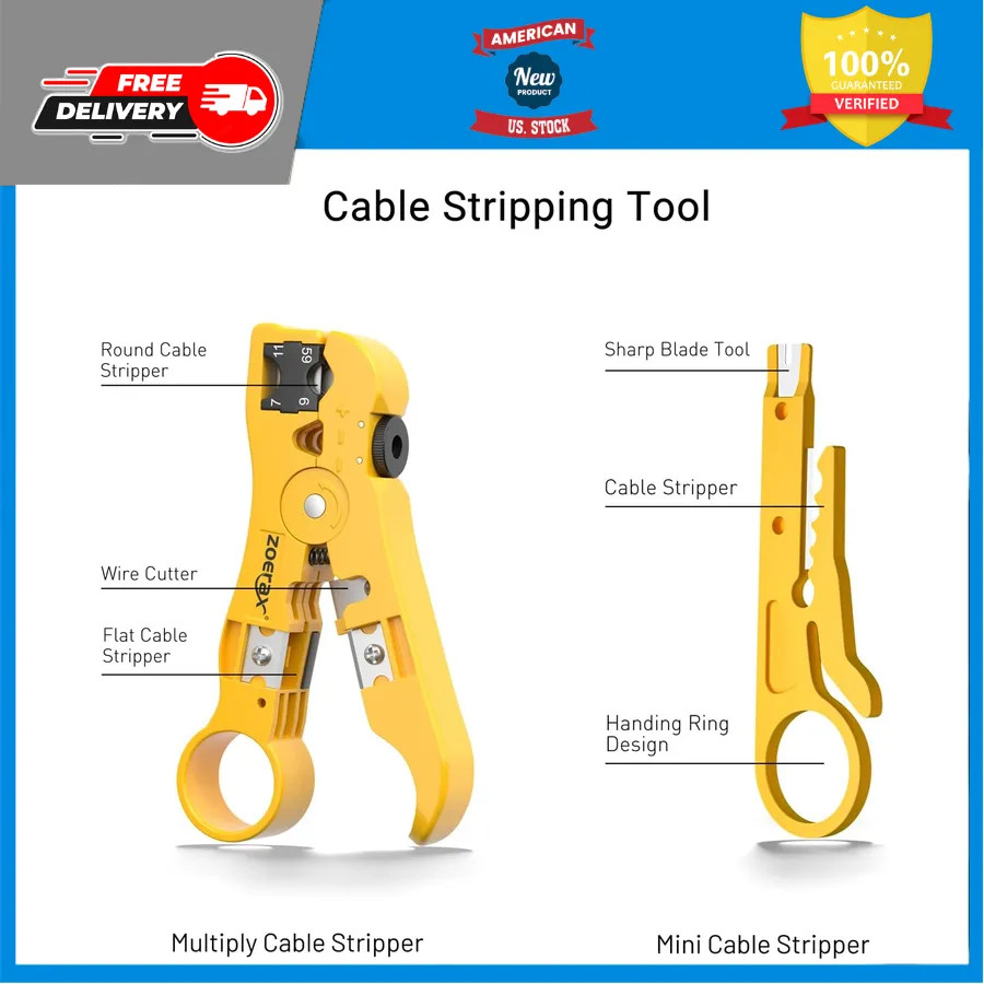 ZOERAX 11-in-1 Network Tool Kit RJ45 Crimper Tester Punch Down Stripper Cat6