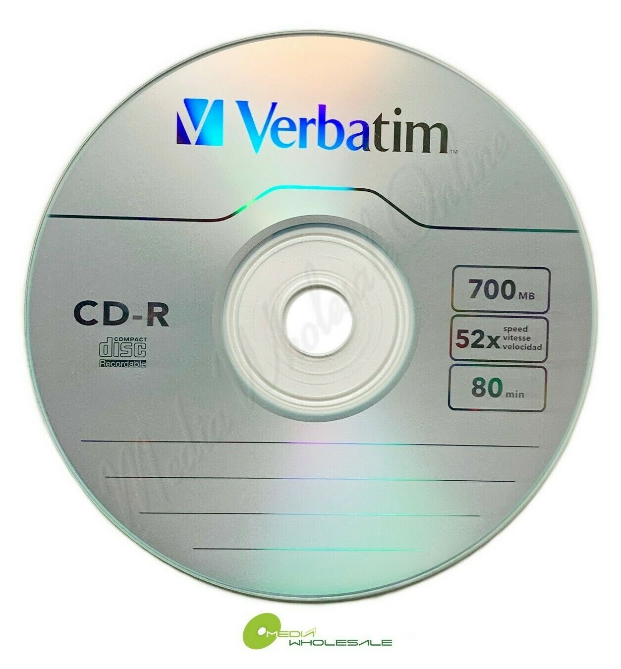 50 VERBATIM Blank 52X CD-R CDR Branded Logo 700MB Media Disc