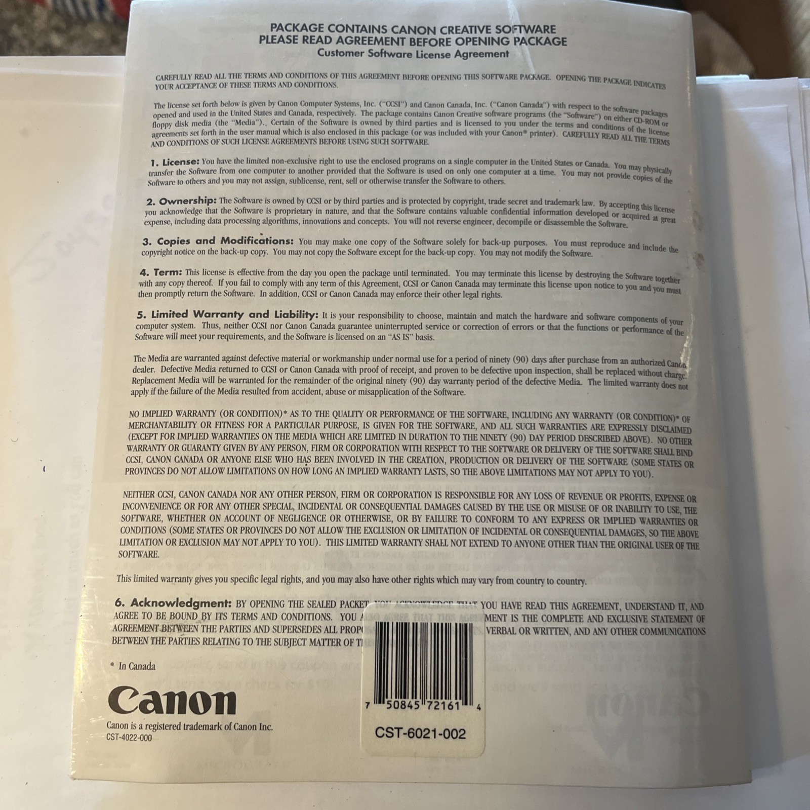 CANON CREATIVE CD ROM – CANON PRINTER STICKERS AND LABELS USER MANUAL & CD ROM
