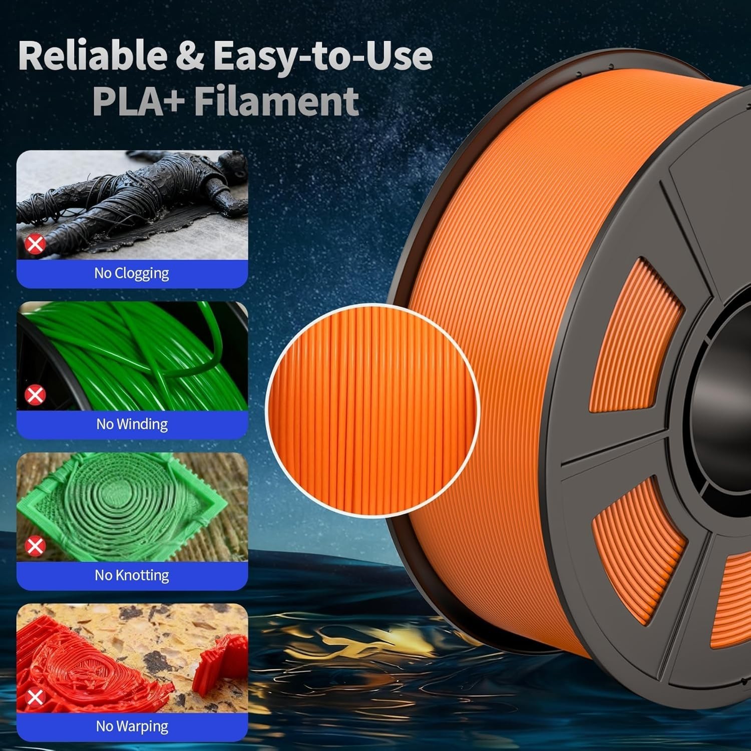 SUNLU PLA 3D Printer Filament Bundle 1.75mm 8 Pack 2kg Total Vacuum Sealed